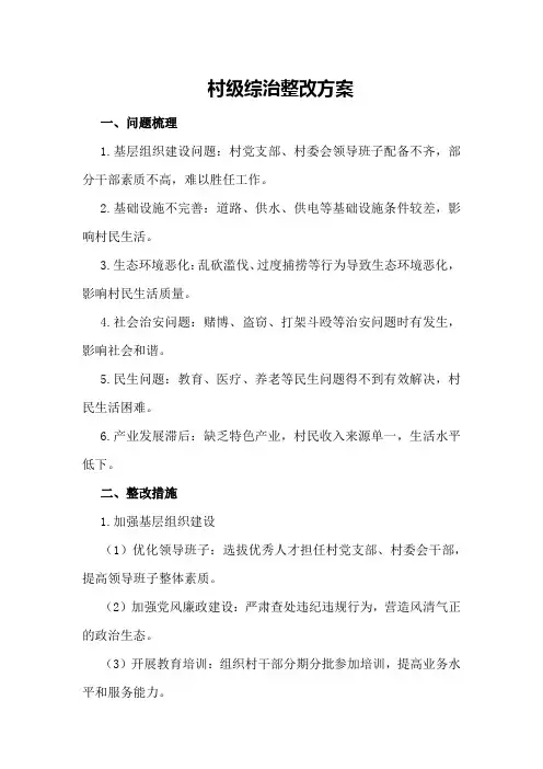 村级综治整改方案