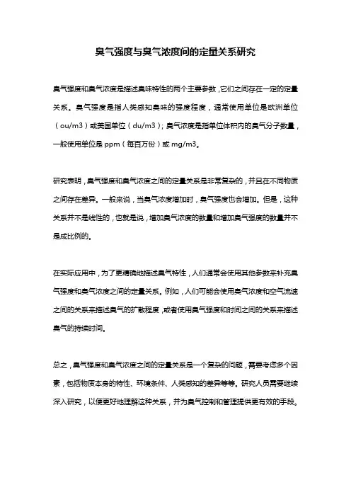 臭气强度与臭气浓度间的定量关系研究