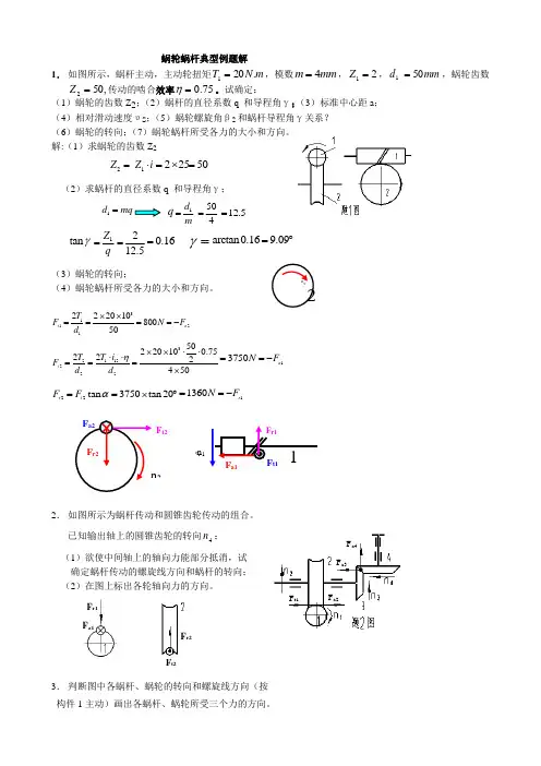 蜗轮蜗杆典型例题解