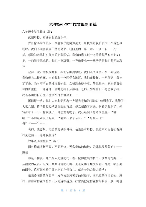 六年级小学生作文集锦5篇