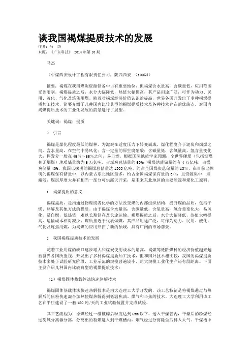 谈我国褐煤提质技术的发展