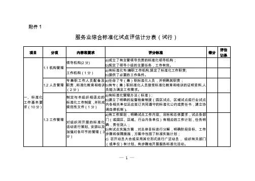 服务业综合标准化试点评估计分表（试行）_26206