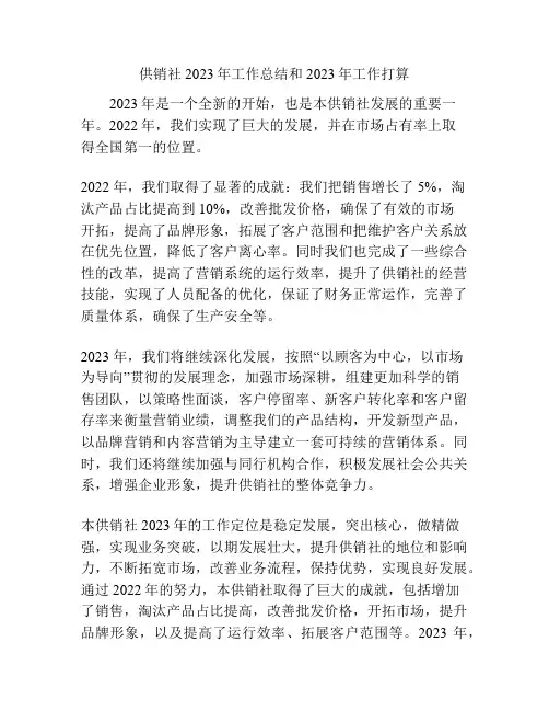 供销社2023年工作总结和2023年工作打算