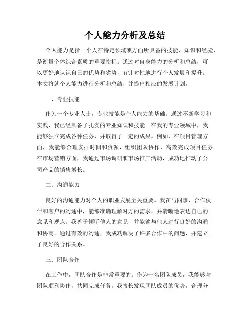 个人能力分析及总结