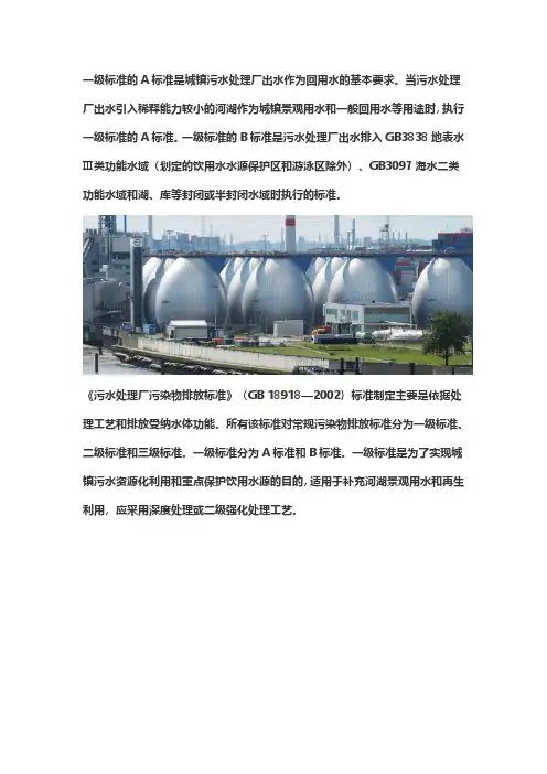一级A标准和一级B标准