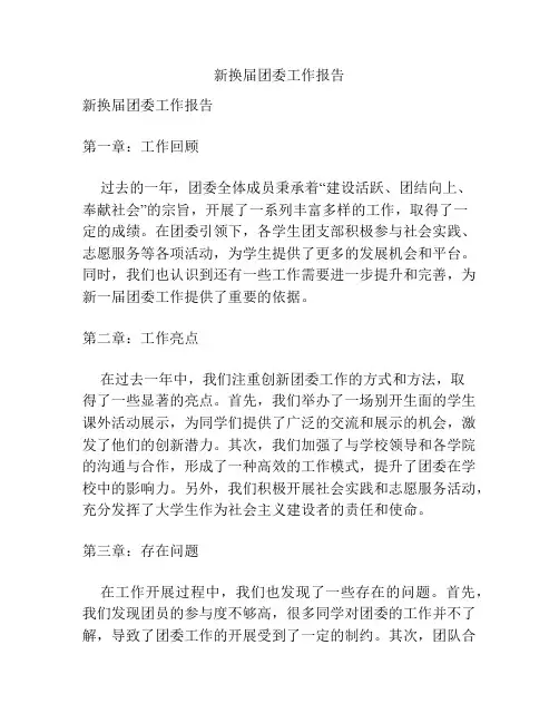 新换届团委工作报告