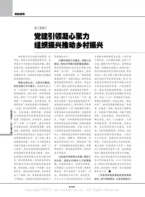 党建引领凝心聚力 组织振兴推动乡村振兴