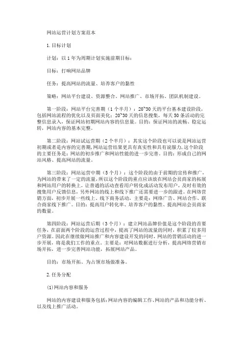 网站运营计划方案(最新)