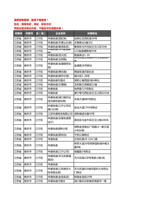 新版江苏省南京市江宁区申通快递企业公司商家户名录单联系方式地址大全34家
