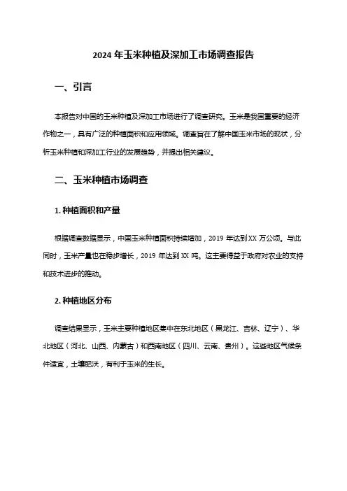 2024年玉米种植及深加工市场调查报告