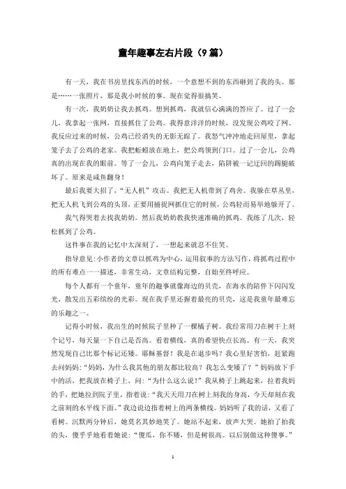 童年趣事左右片段(9篇)