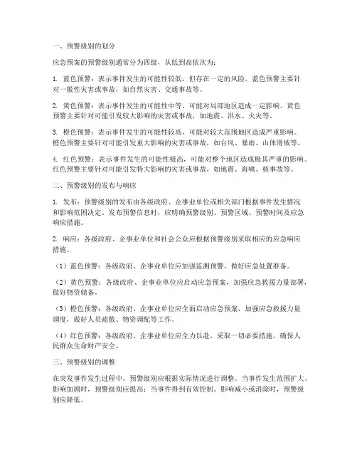 应急预案的预警级别