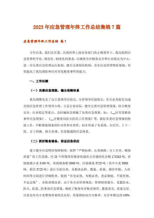 2023年应急管理年终工作总结集锦7篇