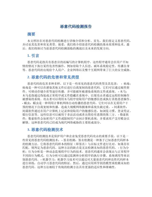 恶意代码检测报告