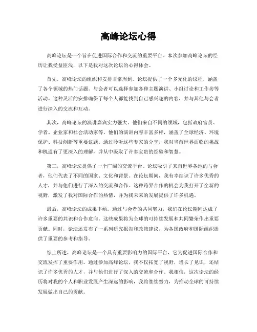 高峰论坛心得