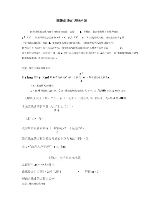 圆锥曲线的切线问题