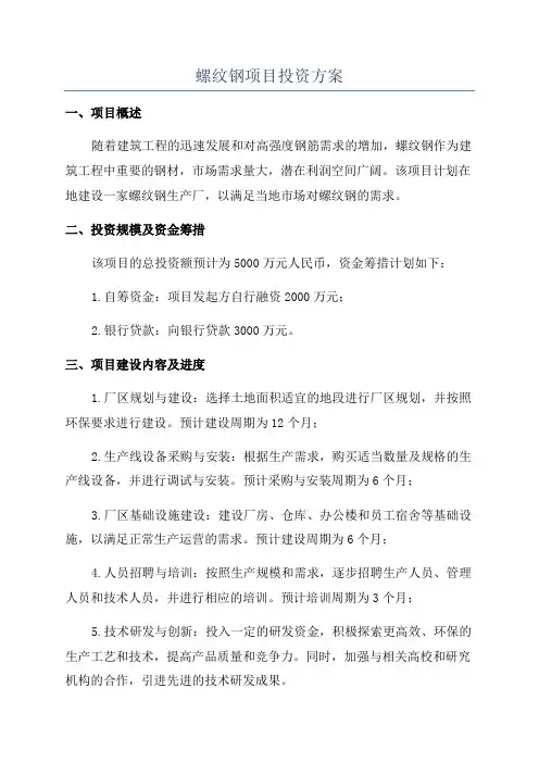 螺纹钢项目投资方案
