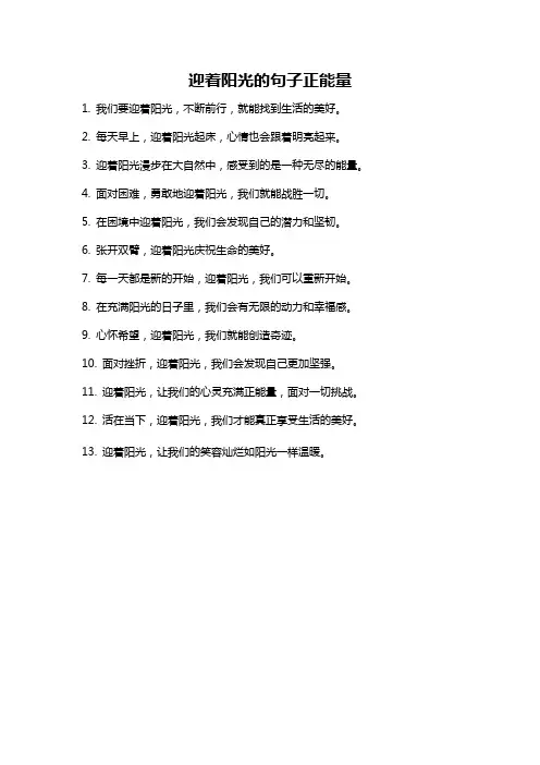 迎着阳光的句子正能量