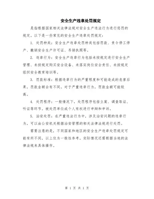 安全生产违章处罚规定