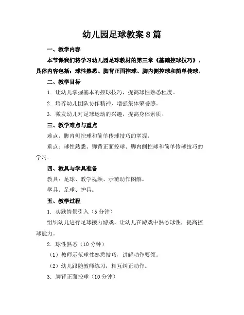 幼儿园足球教案8篇