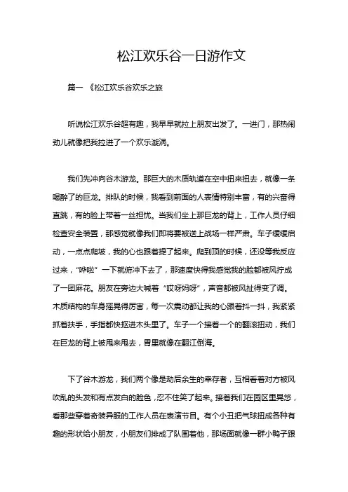 松江欢乐谷一日游作文