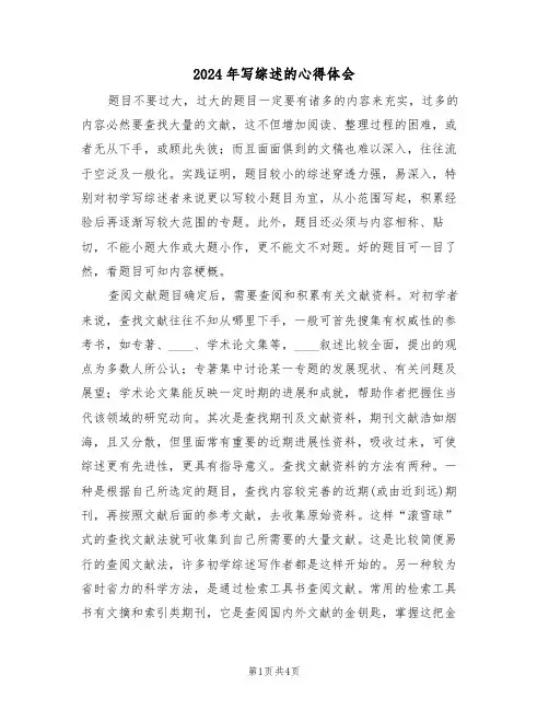 2024年写综述的心得体会(2篇)