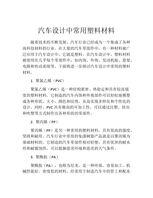 汽车设计中常用塑料材料