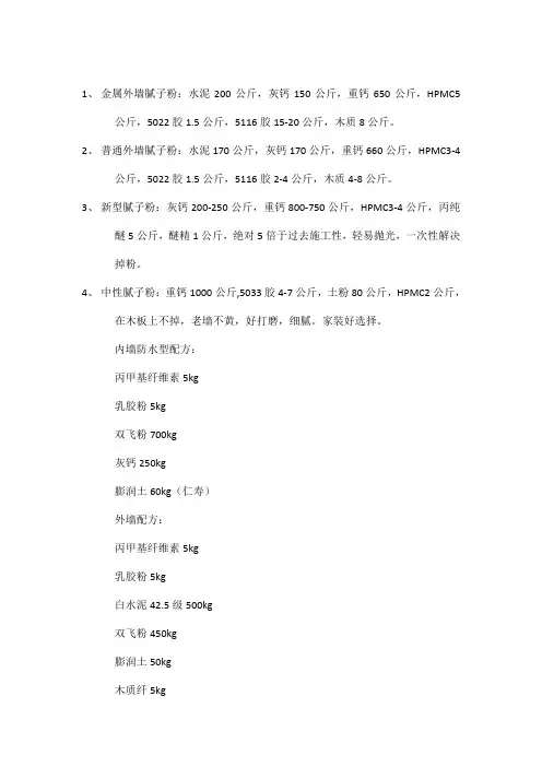 腻子粉成分