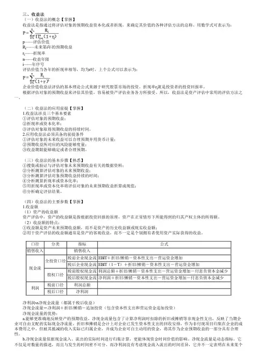 【资产评估师学霸笔记】 收益法的概念、应用前提、基本步骤、主要参数