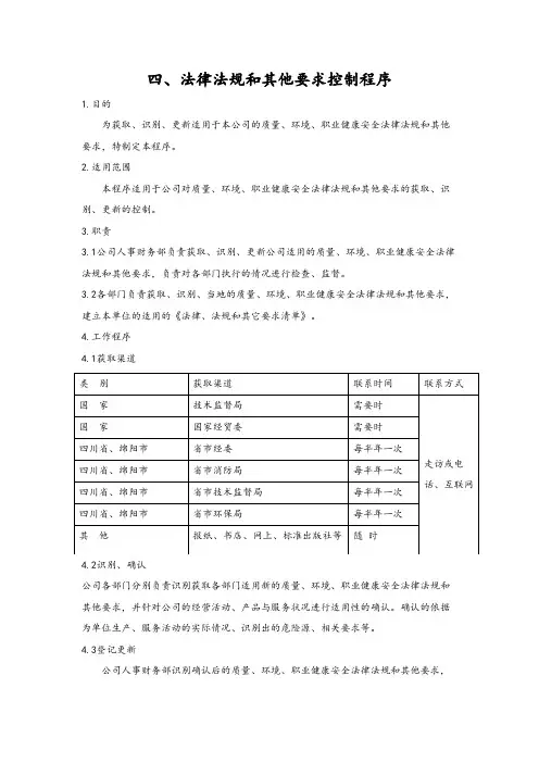 法律法规和其他要求控制程序