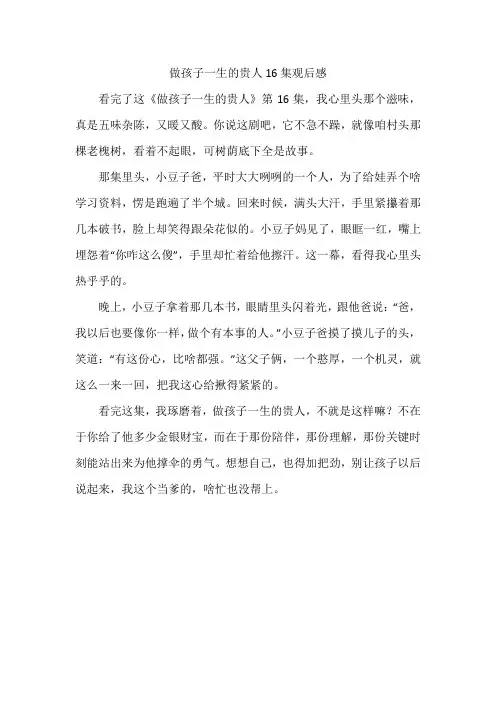 做孩子一生的贵人16集观后感