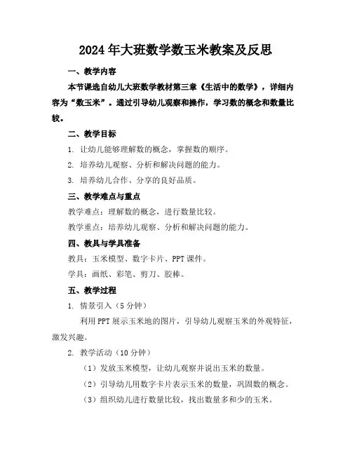 2024年大班数学数玉米教案及反思