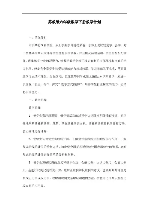 苏教版2019-2020年小学数学六年级下册全册精品教案