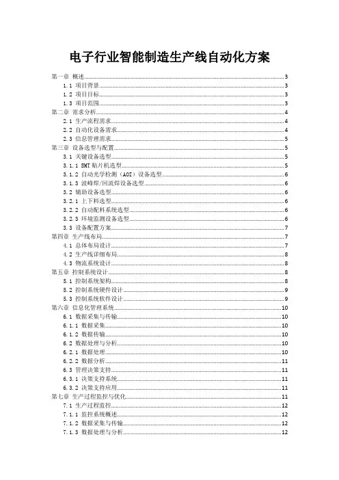 电子行业智能制造生产线自动化方案