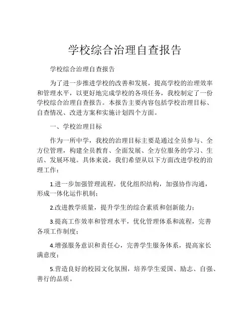 学校综合治理自查报告