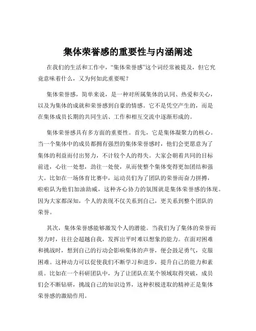 集体荣誉感的重要性与内涵阐述