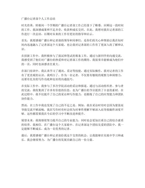 广播台记者部个人工作总结