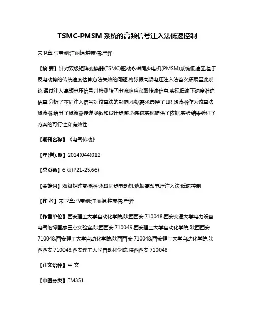 TSMC-PMSM系统的高频信号注入法低速控制