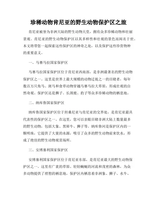 珍稀动物肯尼亚的野生动物保护区之旅