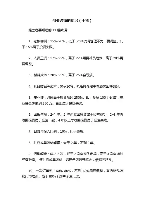 创业必懂的知识（干货）