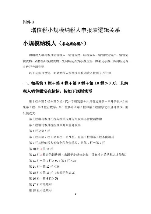 增值税纳税申报表逻辑关系(2015年7月1日起使用)