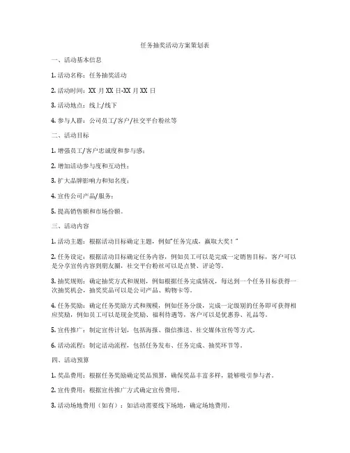 任务抽奖活动方案策划表