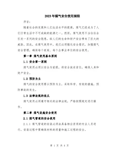 2023年煤气安全使用规程