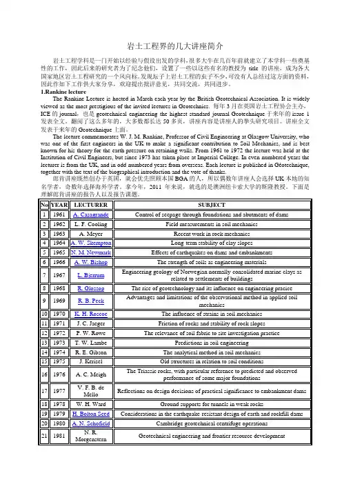 岩土工程界的几大讲座简介