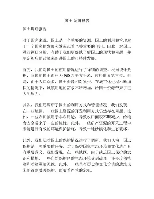 国土 调研报告