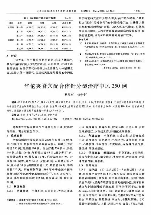 华佗夹脊穴配合体针分型治疗中风250例