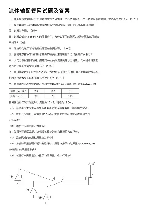 流体输配管网试题及答案