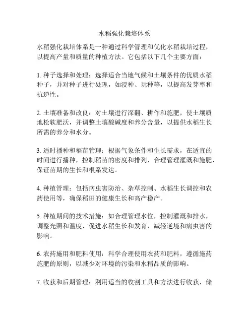 水稻强化栽培体系