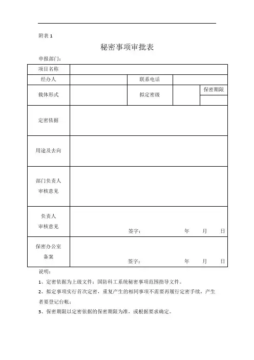 秘密事项审批表(含变更表)