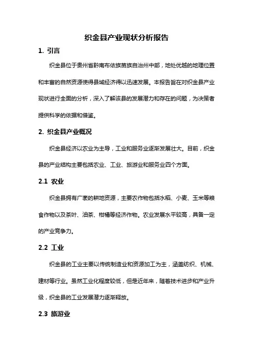 织金县产业现状分析报告